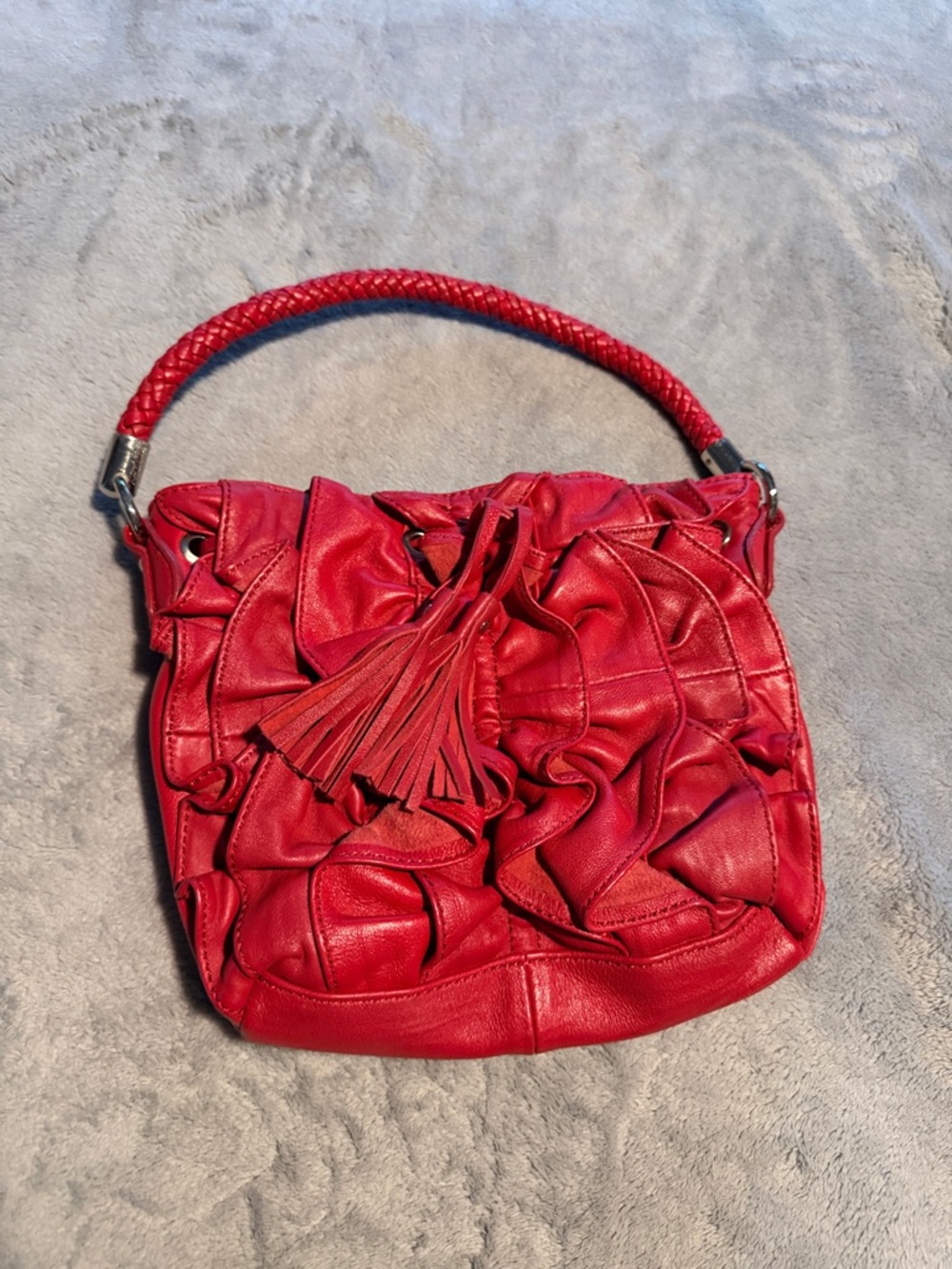 Adrienne Vittadini Red Tassel Shoulder Bag